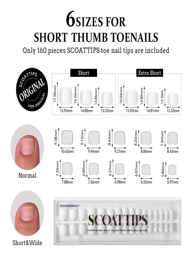 btartboxnails أطراف أظافر قصيرة من بي تي آرت بوكس نيلز سكوت تيبس - أظافر بيضاء لاصقة للنساء، 160 قطعة، 16 مقاسًا، أظافر جل ناعمة لاصقة، أظافر أكريليك صناعية قابلة للإزالة (تشمل أطراف الأظافر فقط) - Image 3